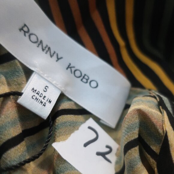 NWT Womens Ronny Kobo Ronny Kobo Brown Black Striped Mock Neck Noven Dress S - Picture 16 of 16